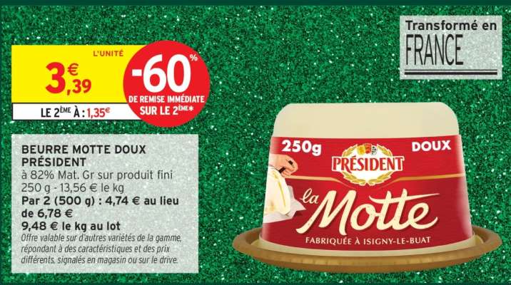 BEURRE MOTTE DOUX PRÉSIDENT