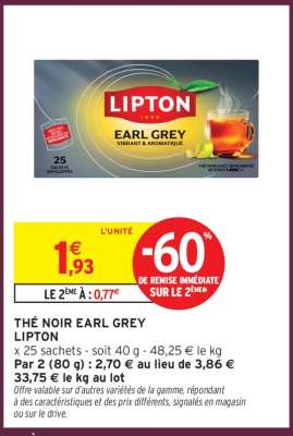 THÉ NOIR EARL GREY LIPTON