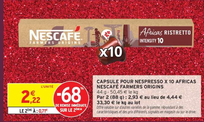 CAPSULE POUR NESPRESSO X 10 AFRICAS NESCAFÉ FARMERS ORIGINS