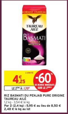 Riz Basmati du Penjab Pure Origine Taureau Ailé