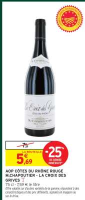 AOP CÔTES DU RHÔNE ROUGE M.CHAPOUTIER - LA CROIX DES GRIVES
