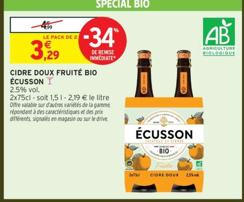 CIDRE DOUX FRUITÉ BIO ÉCUSSON