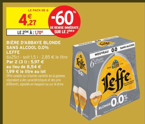BIÈRE D'ABBAYE BLONDE SANS ALCOOL 0.0% LEFFE