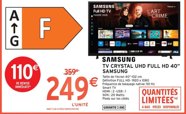 SAMSUNG TV CRYSTAL UHD FULL HD 40"