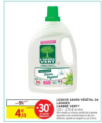 LESSIVE SAVON VÉGÉTAL 34 LAVAGES