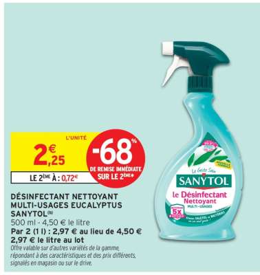 Désinfectant Nettoyant Multi-usages Eucalyptus SANYTOL