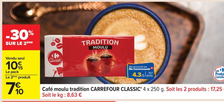 Café moulu Tradition CARREFOUR CLASSIC’