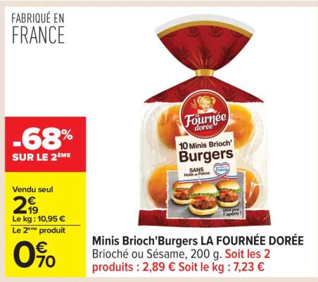 Minis Brioche'Burgers LA FOURNÉE DORÉE