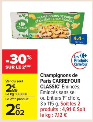 Champignons de Paris CARREFOUR CLASSIC'