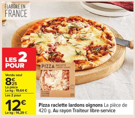 Pizza raclette lardons oignons