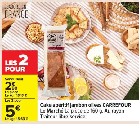 Cake apéritif jambon olives CARREFOUR Le Marché