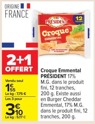 Croque Emmental PRÉSIDENT