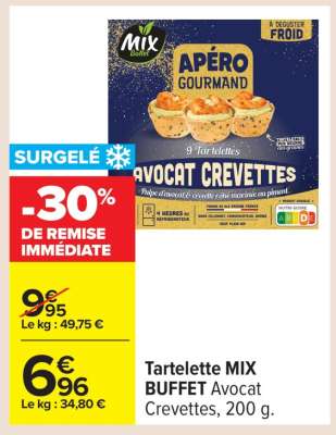 Tartelette MIX BUFFET Avocat Crevettes, 200 g