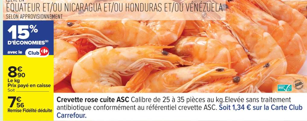 Crevette rose cuite ASC