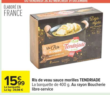 Ris de veau sauce morilles TENDRIADE