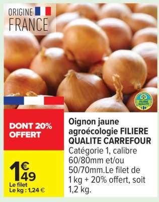 Oignon jaune agroécologie FILIERE QUALITE CARREFOUR