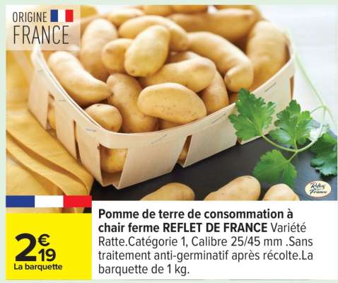 Pomme de terre de consommation à chair ferme REFLET DE FRANCE