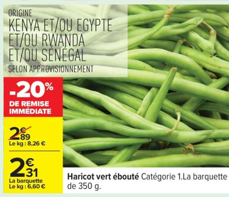 Haricot vert ébouté