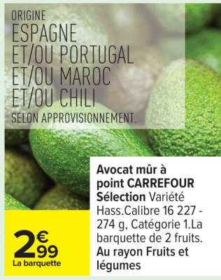 Avocat mûr à point CARREFOUR Sélection