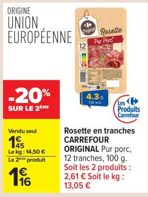 Rosette en tranches CARREFOUR ORIGINAL