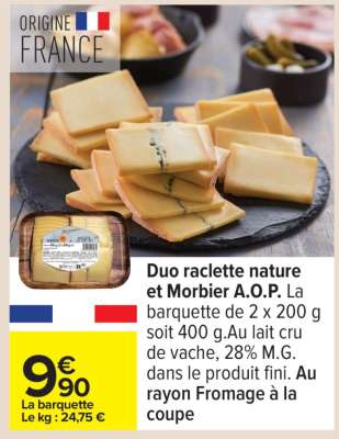 Duo raclette nature et Morbier A.O.P.
