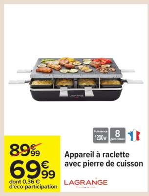 Appareil à raclette avec pierre de cuisson