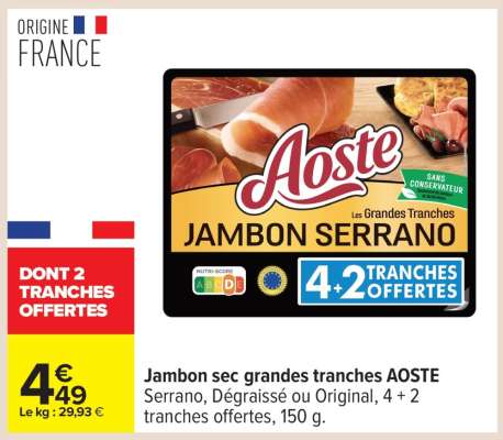 Jambon sec grandes tranches AOSTE