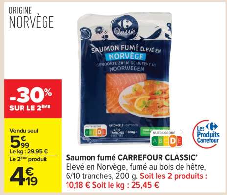 Saumon fumé CARREFOUR CLASSIC'