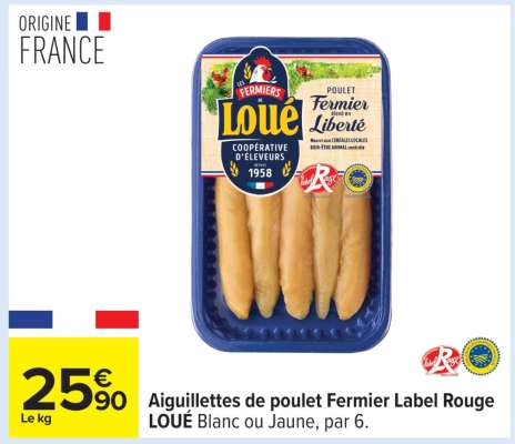 Aiguillettes de poulet Fermier Label Rouge LOUÉ