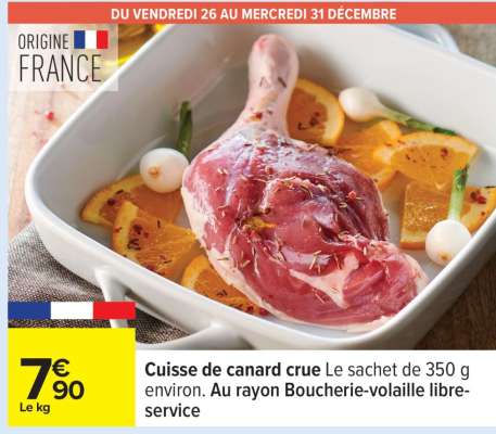 Cuisse de canard crue