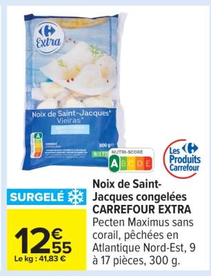 Noix de Saint-Jacques congelées CARREFOUR EXTRA