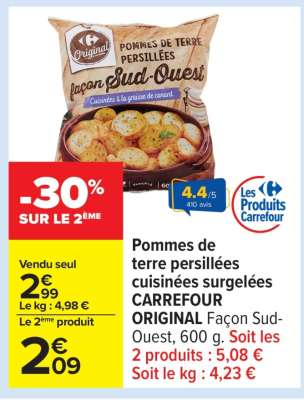 Pommes de terre persillées cuisinées surgelées CARREFOUR ORIGINAL