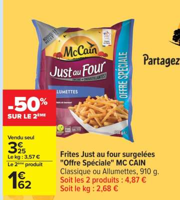 Frites Just au four surgelées "Offre Spéciale" MC CAIN