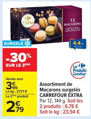 Assortiment de Macarons surgelés CARREFOUR EXTRA