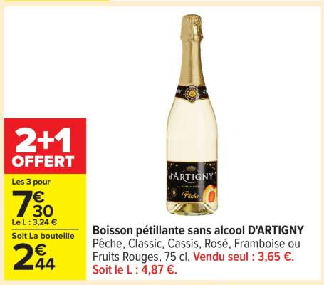 Boisson pétillante sans alcool D'ARTIGNY