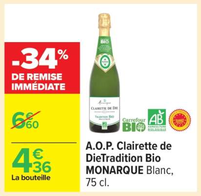 A.O.P. Clairette de Die Tradition Bio MONARQUE Blanc