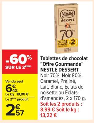 Tablettes de chocolat "Offre Gourmande" NESTLÉ DESSERT