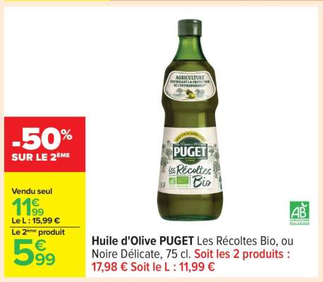 Huile d'Olive PUGET Les Récoltes Bio