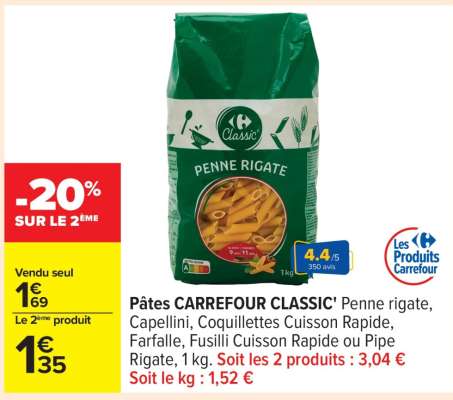 Pâtes CARREFOUR CLASSIC'