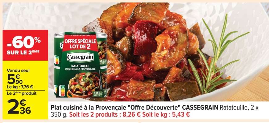 Plat cuisiné à la Provençale "Offre Découverte" CASSEGRAIN Ratatouille