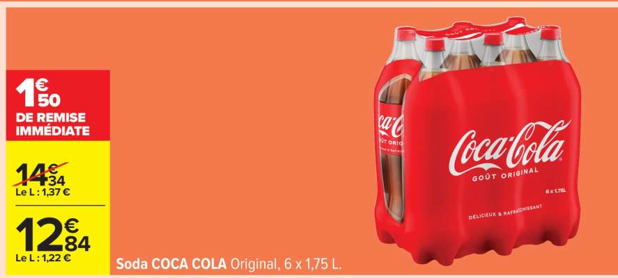 Soda COCA COLA Original, 6 x 1,75 L