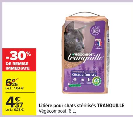 Litière pour chats stérilisés TRANQUILLE