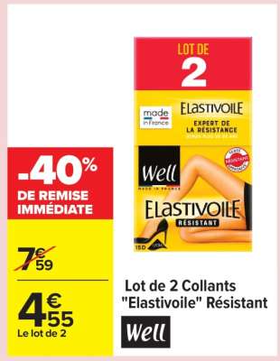 Lot de 2 collants Elastivoile résistant