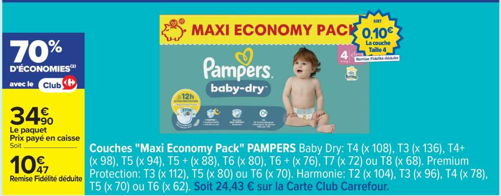 Couches 'Maxi Economy Pack' PAMPERS Baby Dry
