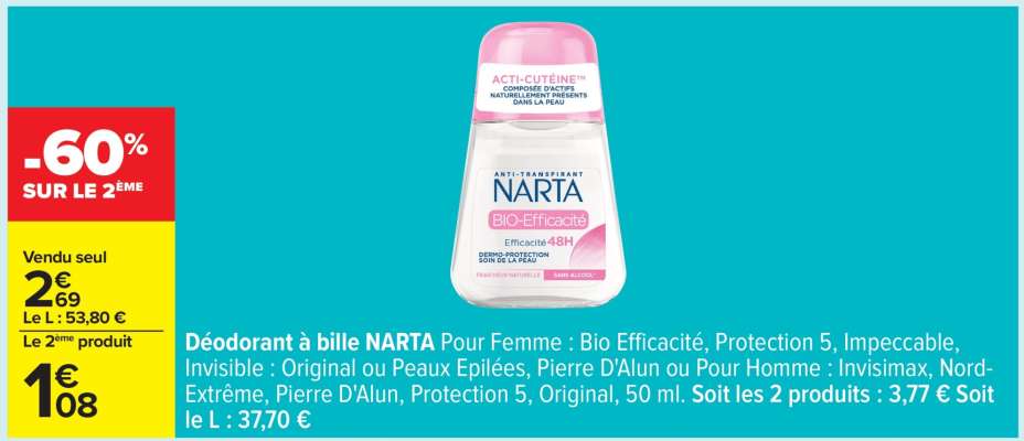 Déodorant à bille NARTA
