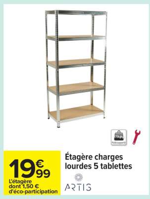 Étagère charges lourdes 5 tablettes