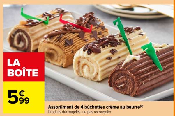 Assortiment de 4 bûchettes crème au beurre