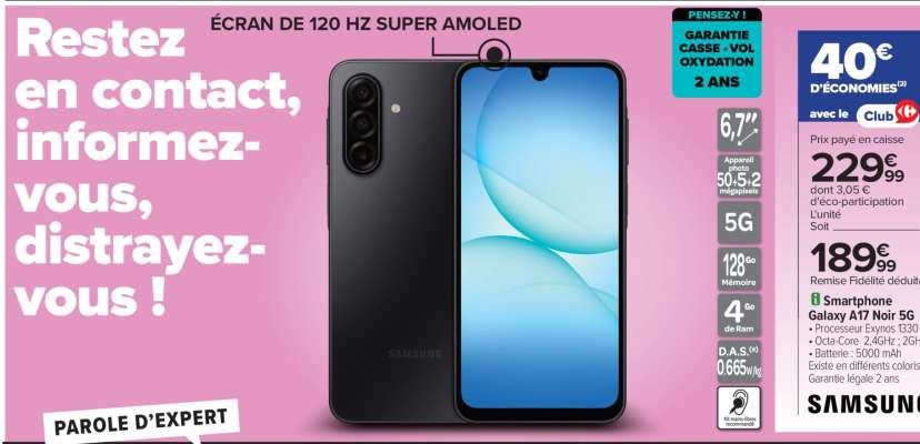 Smartphone Galaxy A74 Noir 5G