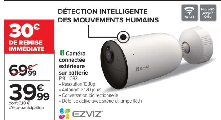 Caméra connectée extérieure sur batterie