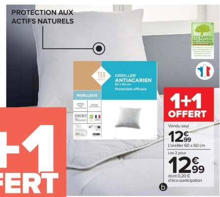 Oreiller Antiacariens 60 x 60 cm